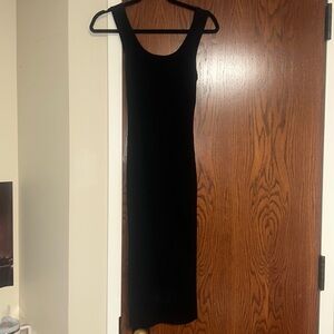 Ribbed black midi dress